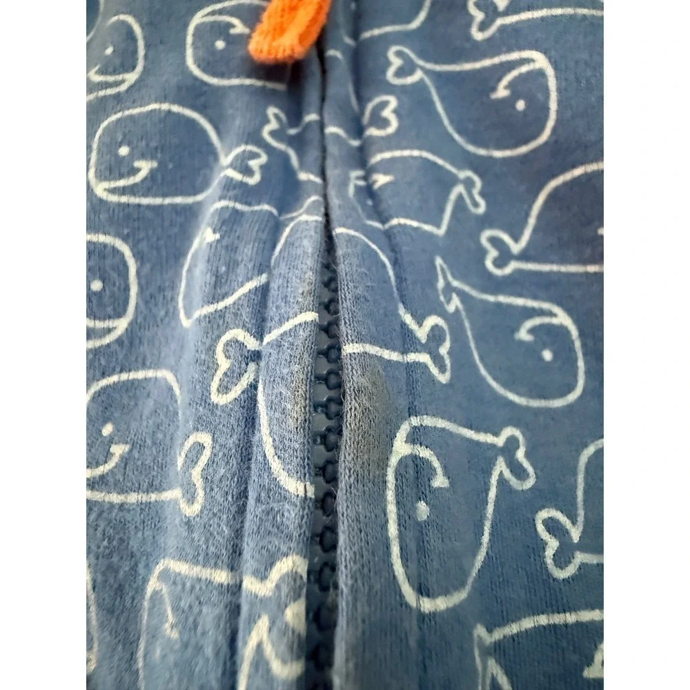 Carter's Whale Zip Up Hoodie Sweatshirt Baby 12M Blue Baby Boy's All Over Print